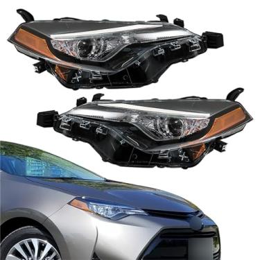 Imagem de WFLNHB Substituição do conjunto de faróis para Toyota Corolla L LE LE 2019 2017-2019 faróis de projetor ecológico com DRL motorista e lado do passageiro