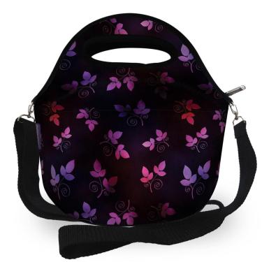 Imagem de Lancheira Térmica Em Neoprene Com Alça - ISOPRENE - Purple Butterflies-Unissex