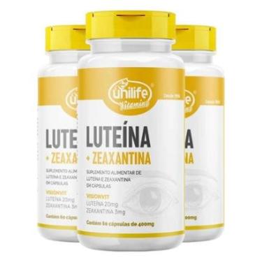 Imagem de Kit 3 Luteína 20mg + Zeaxantina 3mg 60 Cápsulas - Unilife Vitamins-Unissex