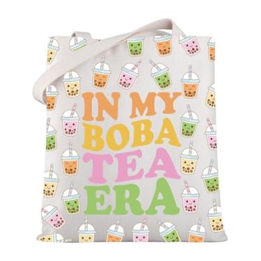 Imagem de WSNANG Drinks Bubble Tea Gift In My Bobba Tea Era Sacola de Lona Boba Bolsa de Ombro para Amantes de Boba Bonito Leite Chá Saco de Compras, Boba Tea Era Tb, One Size, Moderno