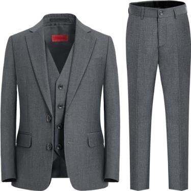 Imagem de Almighty Magic Ternos formais para meninos com 3 peças slim fit, conjunto de roupa de portador de anel