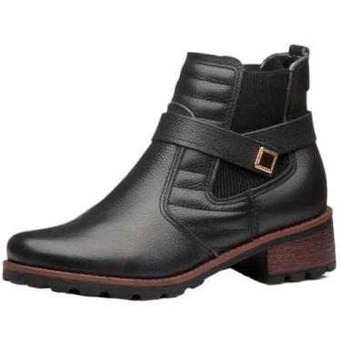 Imagem de Bota Feminina Pegada Chelsea Tratorada em Couro Preto - 34