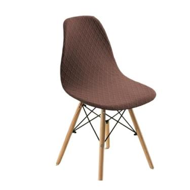 Imagem de A cadeira de concha esticada cobre o protetor de cadeira sem braço removível, protetor de móveis não deslizantes para sala de jantar em casa em casa(Marrom,2 Pcs)
