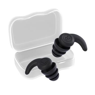 Imagem de Waillynice 1 par de tampões de ouvido de silicone à prova d'água com 3 camadas de protetor de ouvido com cancelamento de ruído à prova de som para crianças de 5 a 12 anos (preto, extra grande)