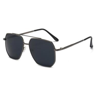 Imagem de Moda masculina óculos de sol piloto clássico condução óculos de sol armação de metal espelho lazer pesca negócios feminino visão noturna óculos, preto