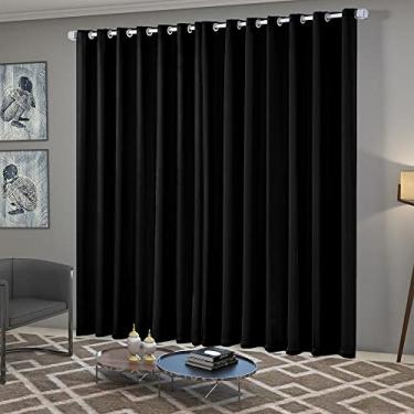 Imagem de Cortina Blackout/Blecaute Quarto/Sala em Tecido 3,00m x 2,50m com Ilhós Cromado Solaris - Preto