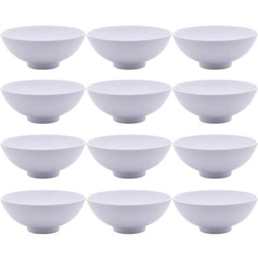 Imagem de Kit 12 Cumbucas de Melamina para Petiscos 400ml Brancas Bowl