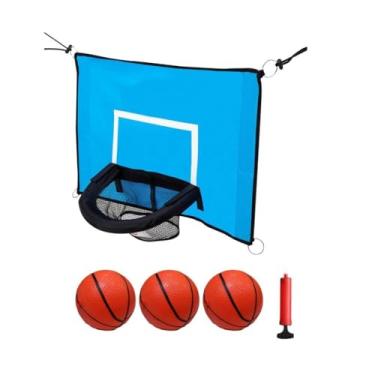 Imagem de rockible Mini cesta de para trampolim, universal, com rede de brinquedo infantil jardim à prova d'água com bomba e 3 de indoor, Estilo d