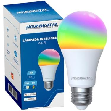 Imagem de Lampada De Led Inteligente Nova Digital rgb Wifi 15w E27