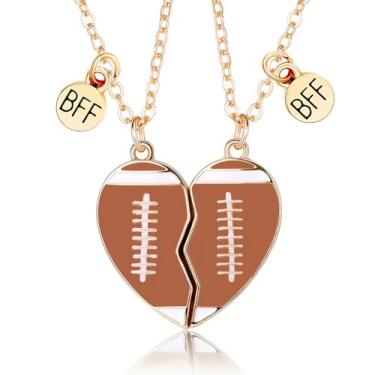 Imagem de DOYYCA Colar de melhor amigo, presente de amizade, pingente magnético combinando futebol futebol basquete BFF colar para 2 meninos e meninas, Metal, Sem Pedra Preciosa
