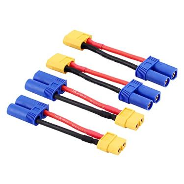 Imagem de rflaueo 4 peças XT60 para EC5 macho fêmea adaptador de conector RC com fio 14awg 5.1 cm (E26-4)