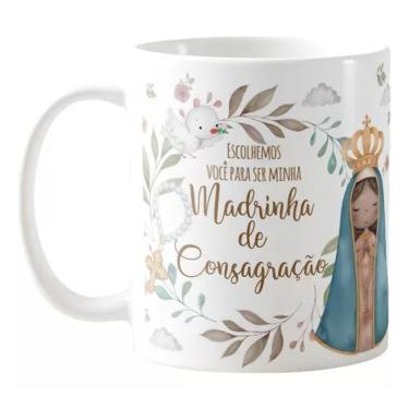 Imagem de Caneca Personalizada Convite Madrinha De Consagração Batismo