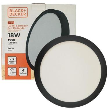 Imagem de Kit 6 Painel Plafon Preto Redondo Sobrepor 18w Branco Frio 6500k - Bla