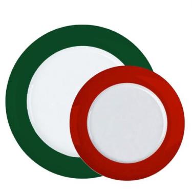 Imagem de Jogo Pratos Rasos e Sobremesa Versa Natal 12un Porcelana Germer