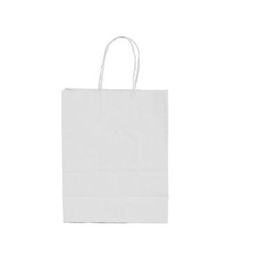 Imagem de Sacola de Papel Kraft Branca Presente Lembrança Delivery com 100 Unida