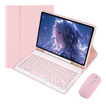 Imagem de Genérico - Capa + Teclado Redondo + Mouse Bluetooth Para Samsung Tab S7/s8 11pol. (Rosa)