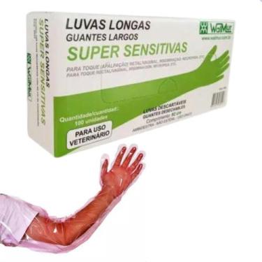 Imagem de Luva Veterinária Descartável Walmur Longa 92cm Cx 100 Inseminação Arti