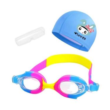 Imagem de Kit Óculos Natação Com Estojo e Touca Infantil Desenhos Coleção Peixin
