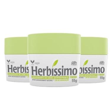Imagem de Kit Desodorante Creme Antitranspirante Fresh Herbíssimo 55G - 3 unidad