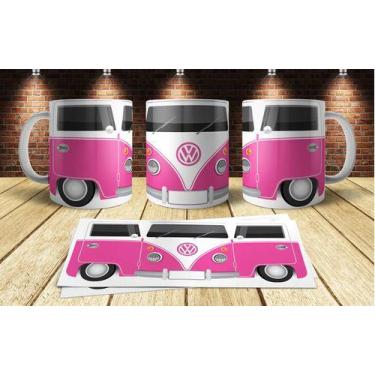 Imagem de Caneca Porcelana Marcas Carros Kombi Perua Van Rosa Pink - Alabama Sta