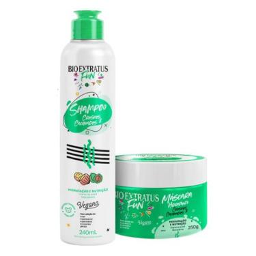 Imagem de Kit 1 shampoo 1 máscara fun crespos e cacheados 240ml - BIOEXTRATUS