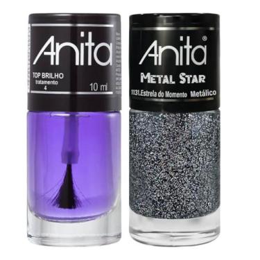 Imagem de Esmalte Estrela do Momento Coleção Metal Star + Top Brilho 10ml Anita