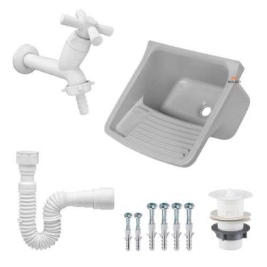 Imagem de Tanque de Plastico p/ Lavar Roupa + Sifão + Torneira Viqua - Rocha Mat
