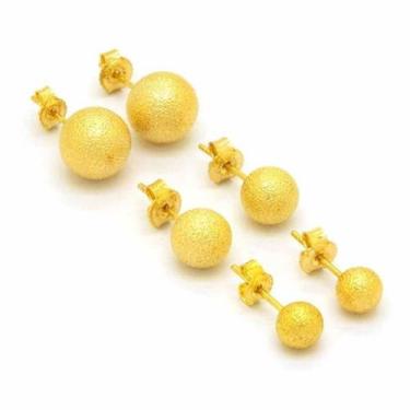Imagem de Trio de Brincos de Bolas Foscas folheado a ouro - Al SemiJoias