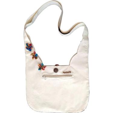 Imagem de Ecobag Artesanal em  Algodão cru  com aplicaçao de fuxicos - ArtCampin