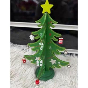 Imagem de Árvore De Madeira Enfeite De Mesa Para Presente Natal MDF Altura 18cm 