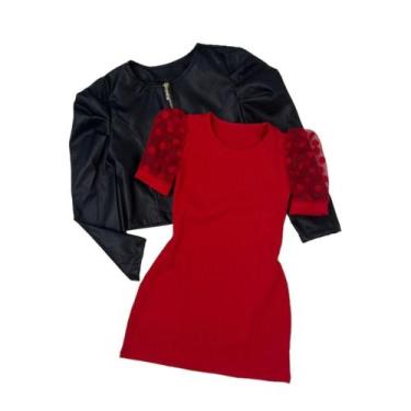 Imagem de Vestido Infantil Manga Bufante E Jaqueta Novidade - AK FASHION KIDS, V
