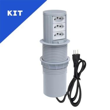 Imagem de Kit 2 Torres De Tomada Totem Slim Manual 3 Tomadas 20A - CONNECT CAIXA