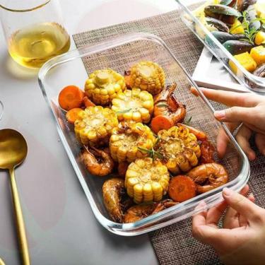 Imagem de 2 Travessa Assadeira 2,2L Tampa Vidro Servir Festas Doces Chocolate - 