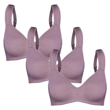Imagem de Kit 3 Sutiã Tradicional Microfibra S/Bojo S/Aro Duloren, 50, Berinjela