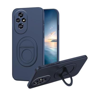 Imagem de Anlalish Capa compatível com Honor 200 Pro com suporte de anel magnético, capa protetora de policarbonato rígido à prova de choque para mulheres e homens (azul)