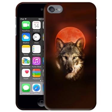 Imagem de Generic SM Capas para iPod Touch 7, capa para iPod Touch 6, capa para iPod Touch 5 - estampa de lobo e lua 3D, capa de plástico rígido para iPod Touch 7/6/5.
