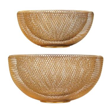 Imagem de IBWell Cesta de armazenamento de frutas de arame de metal para cozinha, suporte grande de frutas de malha preta, para maçã, abacaxi, banana, laranja, limão, pera, morango, melancia (ouro, normal e