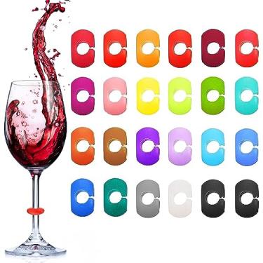 Imagem de Marcadores de vinho para coquetéis de champanhe de vidro para coquetéis de vinho, Martinis (silicone, 24 peças)