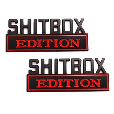 Imagem de CARRUN 2 peças SHITBOX Edition Emblema lateral traseira capô porta porta-malas 3D decalque adesivo adequado para carro caminhão SUV (SHITBOX, preto e vermelho)