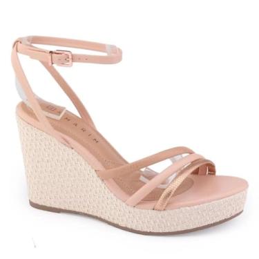 Imagem de Sandália Anabela Feminina Casual Tiras Finas Fechamento em Fivela Ramarim 46201