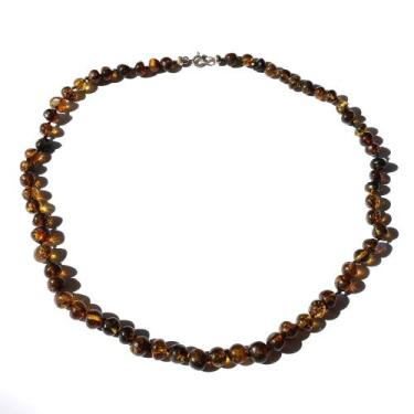 Imagem de Colar de Âmbar Báltico Verde Escuro Polido - Âmbar Original