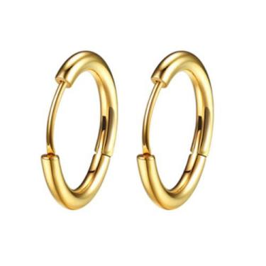 Imagem de Brinco de Argola Dourado Aço Cirúrgico - Vorax Acessórios, 12mm