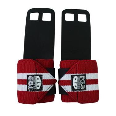 Imagem de Grip com munhequeira Vermelho com Branco Protetor Mão - Pro Trainer, M