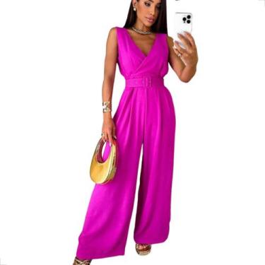 Imagem de Macacão Longo Regata Pantalona Flare Cinto Alfaitaria Duna - Laura e-C