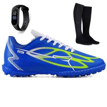 Imagem de Kit Chuteira Futebol Society Sintetica Campo Grama Sintetica + Meião +