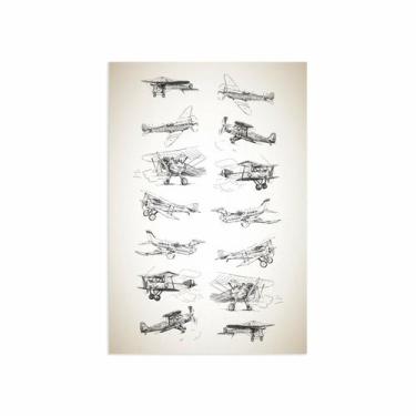 Imagem de Placa Decorativa Vintage MDF Aviões 30x40cm - Quartinhos