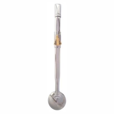 Imagem de Bomba Inox p/ Chimarrão e Tereré c/ Pingente Banhado a Ouro - Patron