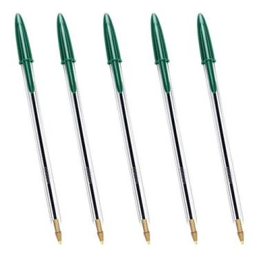 Imagem de Caneta Bic Crista 1.0 Média Verde Kit 5, Cristal 1.0