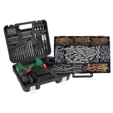 Imagem de Parafusadeira furadeira bateria PFD 074 DWT + Kit 700 pçs