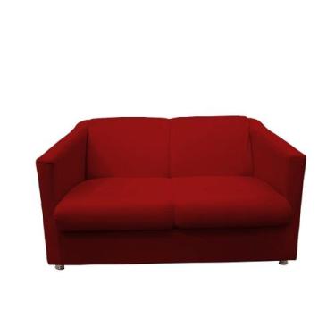 Imagem de Namoradeira Decorativa Biane Couro Vermelho 2 Lugares Pés Cromado Mz D